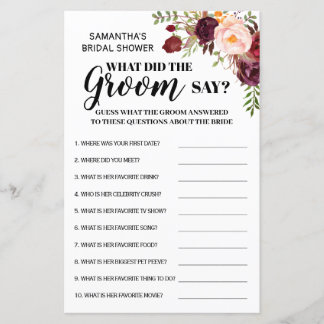 Was hat Groom Marsala Brautparty Game gemacht?