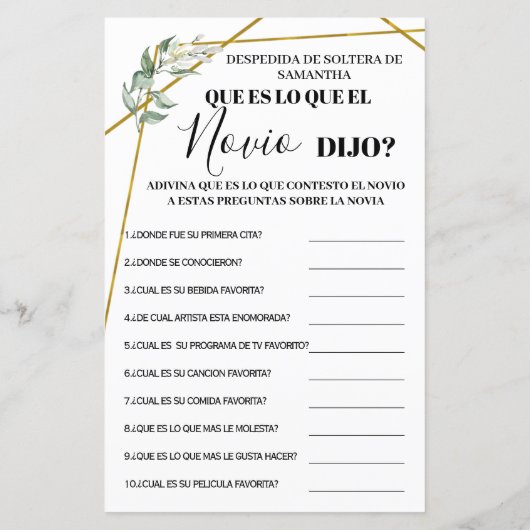 Was hat Groom zweisprachiges Brautparty gesagt? (Rückseite)