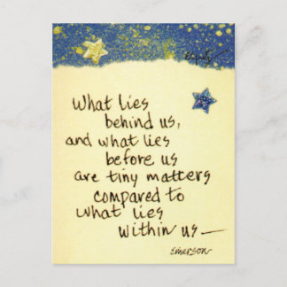 Was hinter uns liegt ...Sprichwort farbige zeichne Postkarte