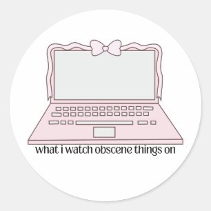 Was ich auf süßem Laptop-Design Obszönes anschaue  Runder Aufkleber
