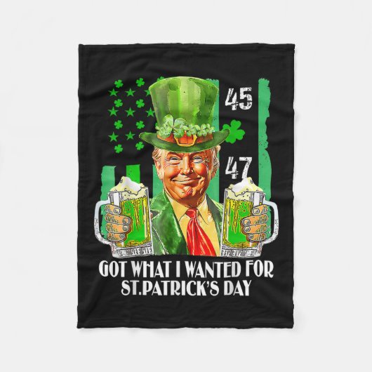 Was ich für St. Patricks Day Funny Trump Gewollt h Fleecedecke (Vorderseite)