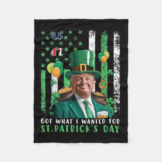 Was ich für St. Patricks Day Funny Trump Gewollt h Fleecedecke (Vorderseite)