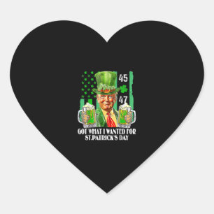 Was ich für St. Patrick's Day Funny Trump Gewollt Herz-Aufkleber