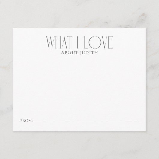 Was ich Liebe halte Hinweiskarte (Vorderseite)