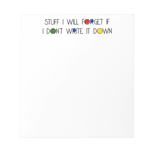 Was ich vergessen werde... notizblock (Vorderseite)