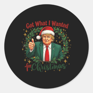 Was ich zu Weihnachten Gewollt habe, Trump 2024 5 Runder Aufkleber
