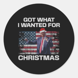 Was ich zu Weihnachten Gewollt habe - Trump 2024 W Runder Aufkleber