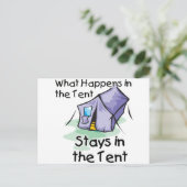 Was im Zelt passiert Postkarte (Stehend Vorderseite)