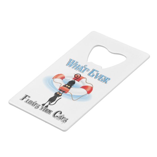 Was immer deine Katzen schwimmt Geldkarten Flaschenöffner (Vorderseite Schrägansicht)