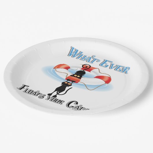 Was immer deine Katzen schwimmt Pappteller (Schrägansicht)