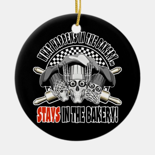 Was in der Bäckerei passiert: Rollende Buttone Keramikornament (Vorne)