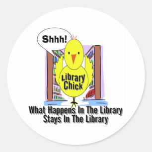 Was in der Bibliothek… geschieht Runder Aufkleber