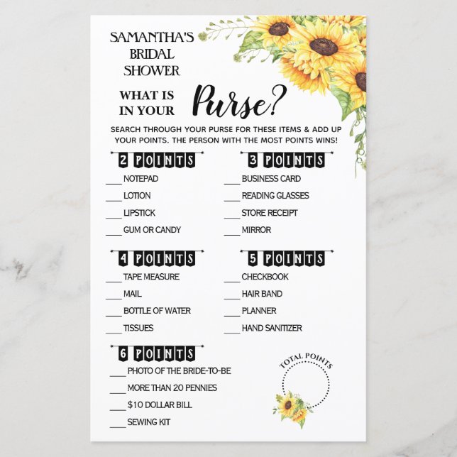 Was in Ihrem Purse Dusche Englisch Spanisch Spiel (Vorderseite)