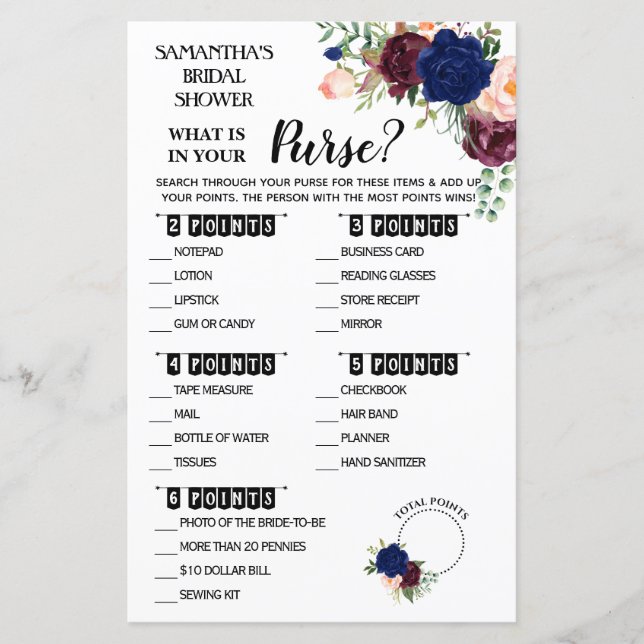 Was in Ihrem Purse Dusche Englisch Spanisch Spiel (Vorderseite)