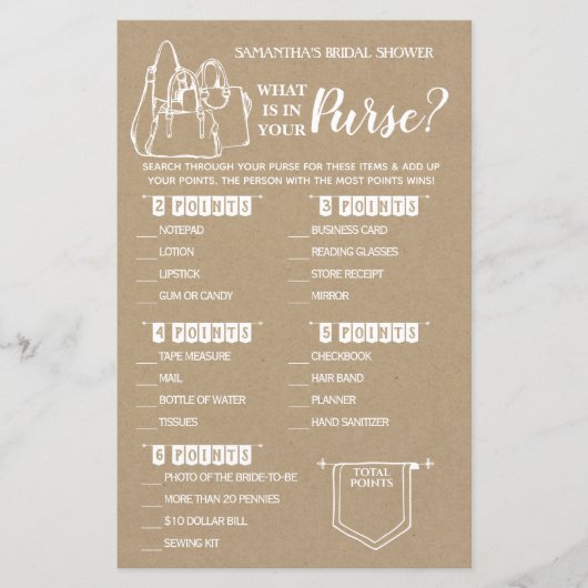 Was in Ihrem Purse rustikale Dusche zweisprachiges (Vorderseite)