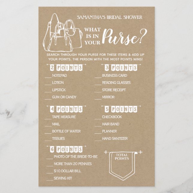 Was in Ihrem Purse rustikale Dusche zweisprachiges (Vorderseite)