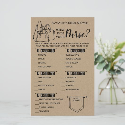 Was in Ihrem Purse rustikale Dusche zweisprachiges (Stehend Vorderseite)