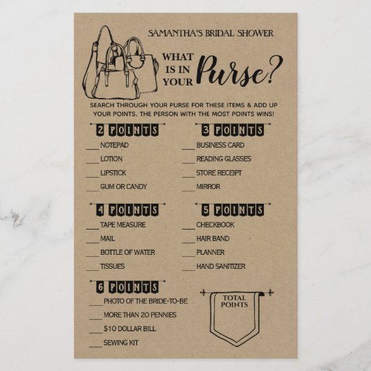 Was in Ihrem Purse rustikale Dusche zweisprachiges (Vorderseite)