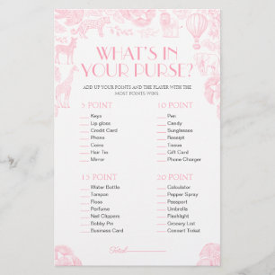 Was in Ihrer Purse Baby Shower Game Card