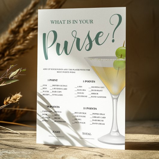 Was in Purse Elegant Bridal Game Einladung