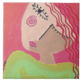 Was ist? Abstraktes Frauenportrait Fliese (Vorderseite)