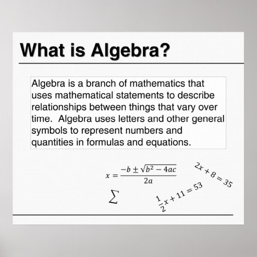 Was ist Algebra? Poster (Vorne)