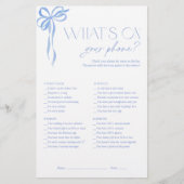 Was ist auf deinem Handy Blue Bow Brautparty Game? (Vorderseite)