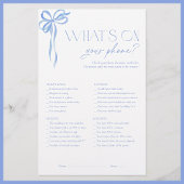 Was ist auf deinem Handy Blue Bow Brautparty Game?