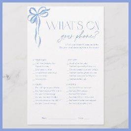 Was ist auf deinem Handy Blue Bow Brautparty Game?