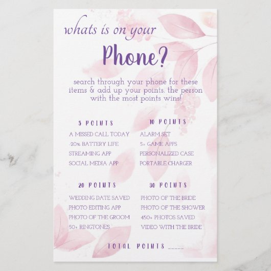 Was ist auf deinem Handy? Game Card Flyer (Vorne)