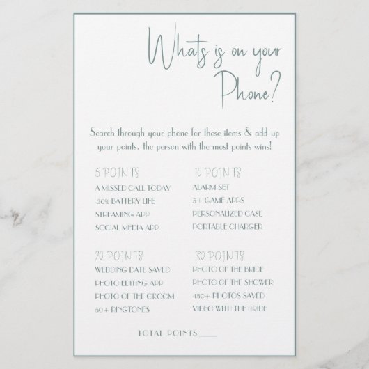 Was ist auf deinem Handy? Game Card Flyer (Vorne)