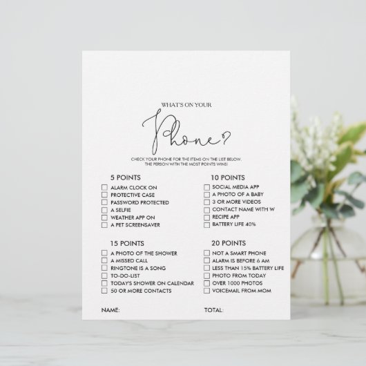 Was ist auf deinem Handy Rustic Brautparty Game (Stehend Vorderseite)