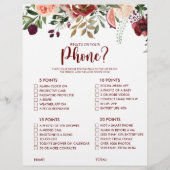 Was ist auf deinem Handy Rustic Brautparty Game (Vorderseite)