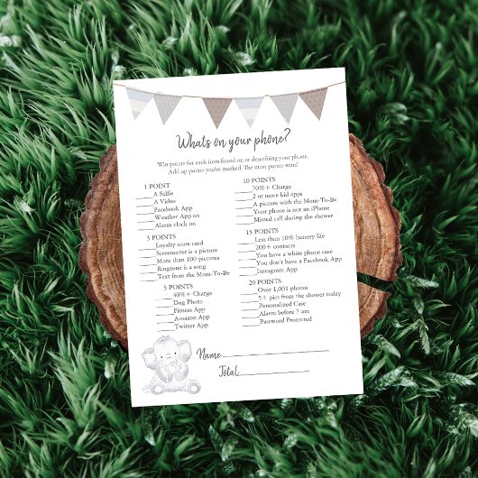 Was ist auf der Elefantenkarte für das Handyspiel? Programm