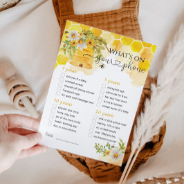 Was ist auf Ihrem Handy Bee Themed Baby Shower Gam Einladung