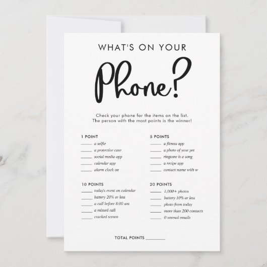 Was ist auf Ihrem Handy Braut Baby Dusche Spiel Einladung (Vorderseite)