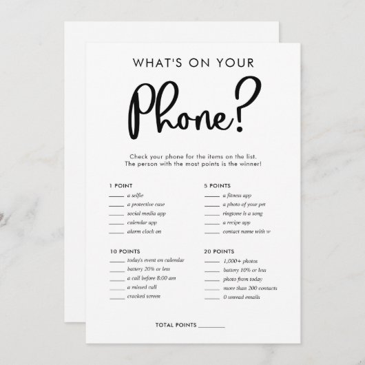 Was ist auf Ihrem Handy Braut Baby Dusche Spiel Einladung (Vorne/Hinten)