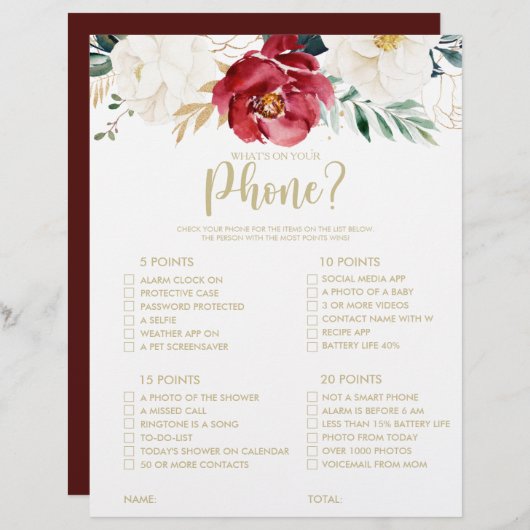 Was ist auf Ihrem Phone Gold Brautparty Game (Vorne/Hinten)