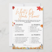 WAS IST AUF IHREM TELEFON Baby Shower Game PUMPKIN Einladung (Vorderseite)