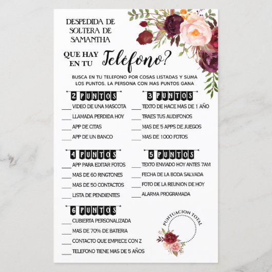 Was ist auf Ihrem Telefon Dusche englisch spanisch (Rückseite)