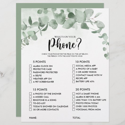 Was ist auf Ihrem Telefon Eukalyptus Brautparty Ga (Vorne/Hinten)