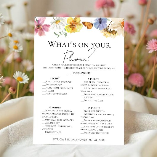 Was ist auf Ihrer Handy-Boho-Brautparty-Spielkarte Einladung