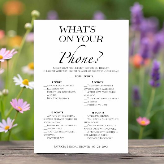 Was ist auf Ihrer Handy-Brautparty-Spielkarte? Einladung