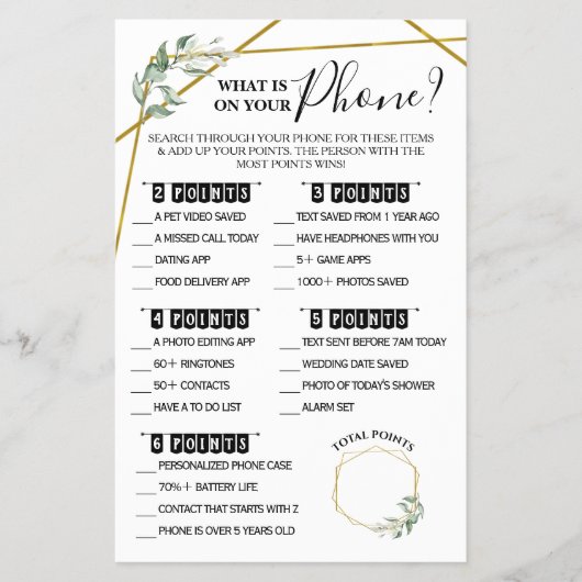 Was ist auf Ihrer Phone Green Shower Game Card? Flyer (Vorne)