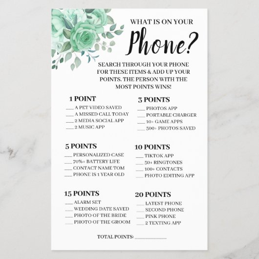 Was ist auf Ihrer Phone GreenRoses Shower Game Car Flyer (Vorne)