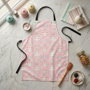 Was ist cool, Kitty Katze in Rosa und Mint Schürze