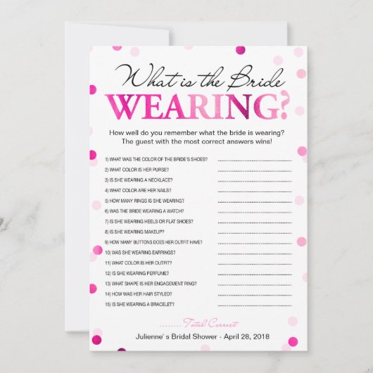 Was ist das Brautspiel? | Magenta Confetti Einladung (Vorderseite)