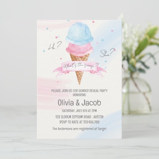 Was ist das Eis-Scoop-Geschlecht, das Party offenb Einladung (Stehend Vorderseite)