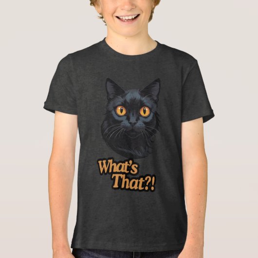 Was ist das? Überraschende schwarze Katze mit oran Tri-Blend Shirt (Vorderseite)