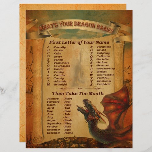 Was ist dein Drachenname druckbar? (Vorne/Hinten)